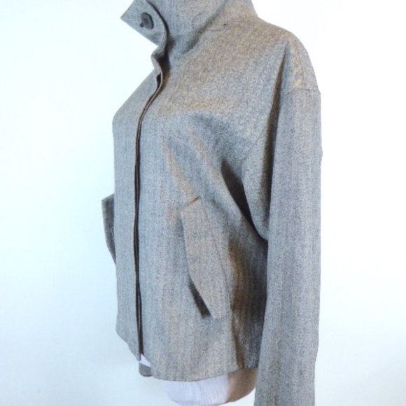 CLUB MONACO herringbone wool high neck jacket L - Picture 6 of 10